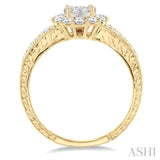 5/8 Ctw Diamond Lovebright Engagement Ring in 14K Yellow and White Gold