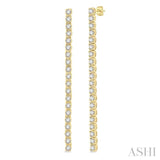 1 Ctw Single Line Drop Round Cut Diamond Tennis Earrings in 14K Yellow Gold