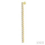 1 Ctw Single Line Drop Round Cut Diamond Tennis Earrings in 14K Yellow Gold