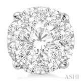 4 Ctw Lovebright Round Cut Diamond Stud Earrings in 14K White Gold