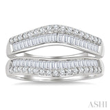 1 1/10 Ctw Baguette and Round Cut Diamond Insert Ring in 14K White Gold