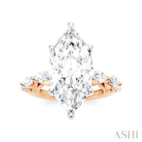 1 1/10 Ctw Marquise Shape Marquise and Round Cut Diamond Semi-Mount Engagement Ring in 14K Rose and White Gold