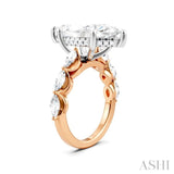 1 1/10 Ctw Marquise Shape Marquise and Round Cut Diamond Semi-Mount Engagement Ring in 14K Rose and White Gold