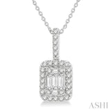 1/2 Ctw Baguette & Round Cut Fusion Diamond Pendant With Chain in 14K White Gold