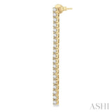 2 Ctw Single Line Drop Round Cut Diamond Tennis Earrings in 14K Yellow Gold