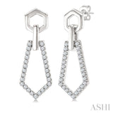 1/3 Ctw Hexagon & Pentagon Link Round Cut Diamond Fashion Earring in 10K White Gold