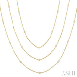 1 Ctw Bezel Set Round Cut Diamond 60-Inch Long Station Necklace in 14K Yellow Gold