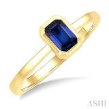 6X4 MM Octagon Shape Sapphire Precious Solitaire Ring in 14K Yellow Gold