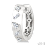 1/3 Ctw Mixed Cut Diamond Fashion Hoop Earrings in 14K White Gold