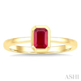 6X4 MM Octagon Shape Ruby Precious Solitaire Ring in 14K Yellow Gold