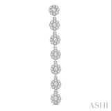 1/2 Ctw Floral Link Round Cut Diamond Cluster Fashion Long Earring in 14K White Gold