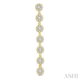 1/2 Ctw Floral Link Round Cut Diamond Cluster Fashion Long Earring in 14K Yellow Gold