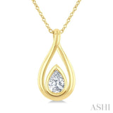 1/3 Ctw Nested Tear Drop Pear Cut Diamond Fashion Pendant With Chain in 14K Yellow Gold