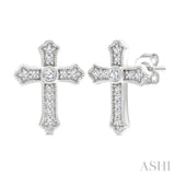 1/5 Ctw Round Cut Diamond Cross Petite Fashion Earrings in 10K White Gold