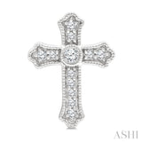 1/5 Ctw Round Cut Diamond Cross Petite Fashion Earrings in 10K White Gold