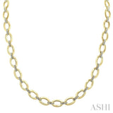 1/4 Ctw Bold Oval Link Round Cut Diamond Necklace in Yellow Gold Vermeil