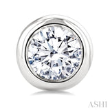 1/2 Ctw Bezel Set Round Cut Diamond Stud Earrings in 14K White Gold