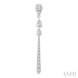 7/8 Ctw Pear and Round Cut Diamond Dangle Fashion Long earrings in 14K White Gold