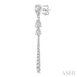 7/8 Ctw Pear and Round Cut Diamond Dangle Fashion Long earrings in 14K White Gold