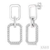 1/3 Ctw Octagonal Shape Link Round Cut Diamond Fashion Earring in 10K White Gold