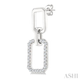 1/3 Ctw Octagonal Shape Link Round Cut Diamond Fashion Earring in 10K White Gold