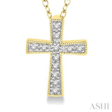 1/20 Ctw Cross Round Cut Diamond Fashion Pendant With Chain in Yellow Gold Vermeil