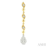 1/2 Ctw Lovebright Pear Shape Round Cut Diamond Fashion Long earrings in 14K Yellow and White Gold