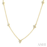 1/3 Ctw Clover Motif Bezel Set Round Cut Diamond Station Necklace in 10K Yellow Gold
