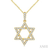 1/4 Ctw Star Of David Round Cut Diamond Fashion Pendant With Chain in 14K Yellow Gold