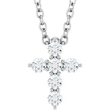 14K White Gold 1/6 CTW Natural Diamond Cross 16-18