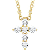 14K Yellow Gold 1/6 CTW Natural Diamond Cross 16-18