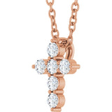 14K Rose Gold 1/6 CTW Natural Diamond Cross 16-18" Necklace