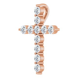14K Rose Gold 1/4 CTW Natural Diamond Cross Pendant