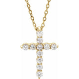 14K Yellow Gold 1/4 CTW Natural Diamond Cross 16-18