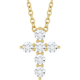14K Yellow Gold 1/4 CTW Natural Diamond Cross 16-18