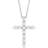 Platinum 3/8 CTW Natural Diamond Cross 16-18" Necklace