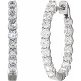 14K White Gold 1 CTW Lab-Grown Diamond Inside-Outside Hinged 19.3 mm Hoop Earrings