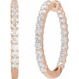 14K Rose Gold 3 CTW Lab-Grown Diamond Inside-Outside Hinged 30 mm Hoop Earrings