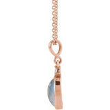 14K Rose Gold 6x4 mm Natural Rainbow Moonstone & .015 CT Natural Diamond 16-18" Necklace