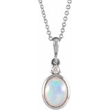 Platinum 6x4 mm Natural Ethiopian Opal & .015 CT Natural Diamond 16-18" Necklace