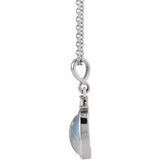 Platinum 6x4 mm Natural Rainbow Moonstone & .015 CT Natural Diamond 16-18" Necklace