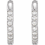 Sterling Silver 1/8 CTW Natural Diamond Hinged 12.5 mm Hoop Earrings