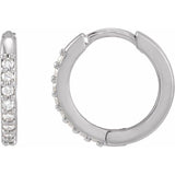 14K White Gold 1/8 CTW Natural Diamond Hinged 12.5 mm Hoop Earrings
