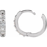 14K White Gold .08 CTW Natural Diamond Hinged 10 mm Hoop Earrings