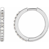 14K White Gold 1/6 CTW Natural Diamond Hinged 15 mm Hoop Earrings