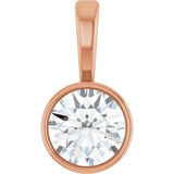 14K Rose Gold 1/4 CT Natural Diamond Bezel-Set Solitaire Pendant