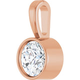 14K Rose Gold 1/4 CT Natural Diamond Bezel-Set Solitaire Pendant