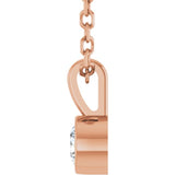 14K Rose Gold 1/10 CT Natural Diamond Bezel-Set Solitaire 16-18" Necklace