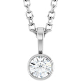 Platinum 1/10 CT Natural Diamond Bezel-Set Solitaire 16-18" Necklace
