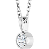 Sterling Silver 1/10 CT Natural Diamond Bezel-Set Solitaire 16-18" Necklace
